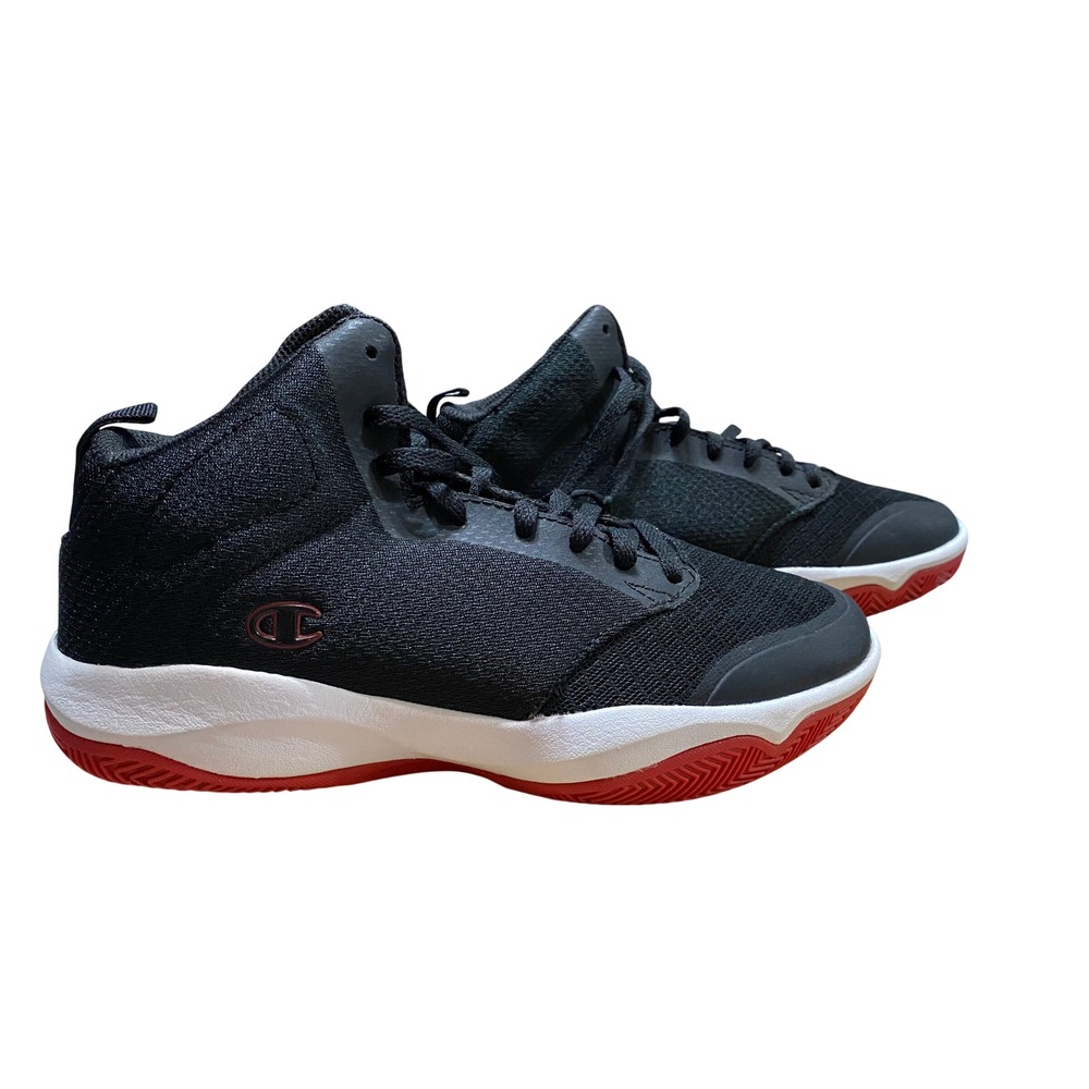 Champion Youth Basketball Sneakers Black White Red Size 3.5 172173 Mid Top Shoes